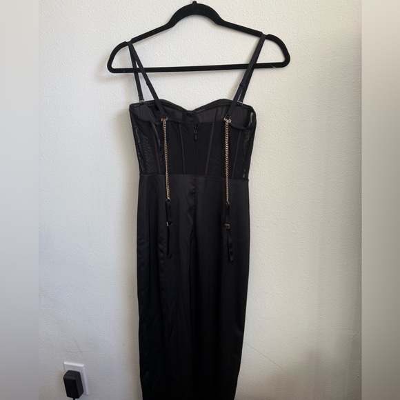 Meshki Talisa Chain Strap Side Split Corset Dress - Black - Picture 4 of 6